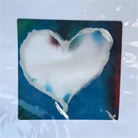 Hand-painted unique Silk Heart-cards 4