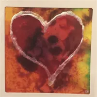 Hand-painted unique Silk Heart-cards 5