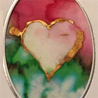 Hand-painted unique Silk Heart-cards 8