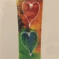 Hand-painted unique Silk Heart-cards 9
