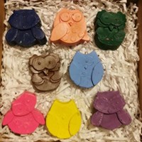 Hand poured Owl shaped wax crayons