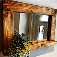 Handcrafted Wooden Mirrors With A Shelf 4
