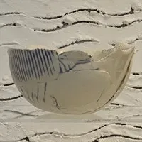 Handmade blue bowl with crackled glaze