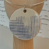 Handmade ceramic blue necklace