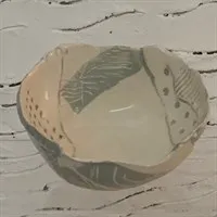 Handmade ceramic bowl - green and white
