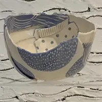 Handmade ceramic bowl blue and white