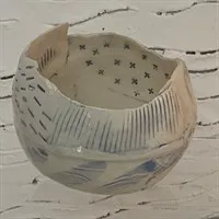 Handmade ceramic bowl crackled glaze