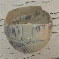 Handmade ceramic bowl crackled glaze