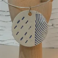 Handmade ceramic necklace - blue close up