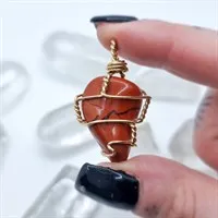 Black and red Jasper gold fill pendant