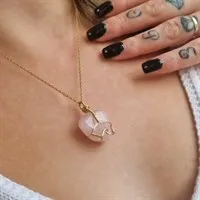 Rose Quartz pendant with gold fill chain