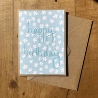 Handmade daisy print birthday card