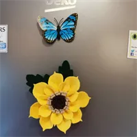 Handmade Felt Sunflower Fridge Magnet.