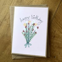 Handmade floral bouquet birthday card