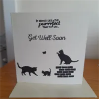 Handmade Get Well Soon With Cats Card.