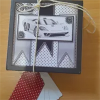 Handmade gift box with lid and tag Car. 3