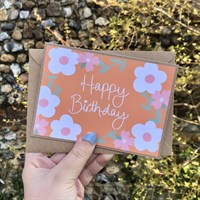 Handmade Retro Floral Birthday Card