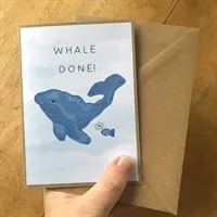 Handmade Whale done / Well done card