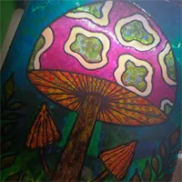 Handpainted Abstract Mushroom Witch Vase 9