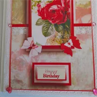 Happy Birthday Flowers lace hand made ca 3