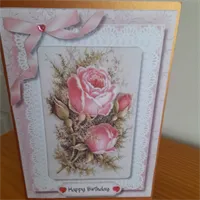 Happy Birthday Roses Handmade Card.