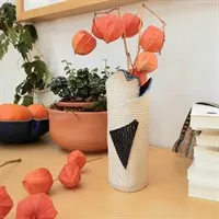 Harlequin Ceramic Vase With Blue Glaze