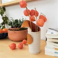 Harlequin Ceramic Vase With Orange Glaze