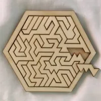 Hexagonal Geometric Wooden Tray Puzzle piece removed gallery shot 7