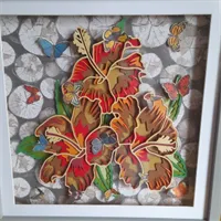 Hibiscus flowers  Butterflies shadow box 2