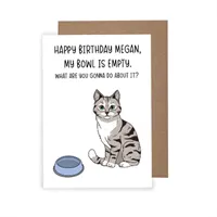 Hungry Cat Birthday Card, Rude Cat Birth 1