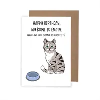 Hungry Cat Birthday Card, Rude Cat Birth 2