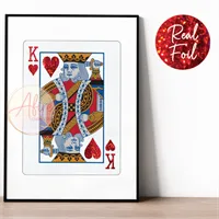 King of Hearts Red Foiled Print