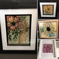 Large framed floral watercolour embroidery gallery shot 12