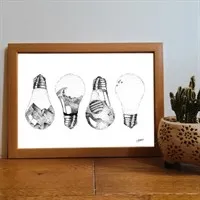 Lightbulbs Pointillism Art Print