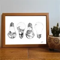 Lightbulbs pointillism art print gallery shot 3