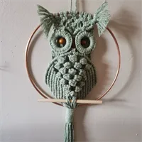 Macramé Owl Dream Catcher, Wall Hanging.