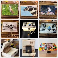Medium 5.5" X 4" Wooden, Decorated Boxes