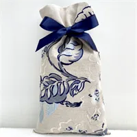 Medium Fabric Embroidered Linen Gift Bag 1