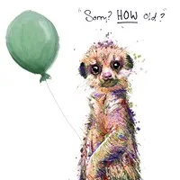 Meerkat Green Balloon Card - Unique.