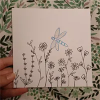 Dragonfly Amongst The Flowers Card