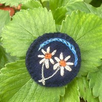 Navy Flower Brooch