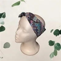 Navy Multi Paisley Pin Up Style Hair Tie