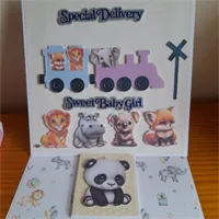 New Baby Girl train Easel  Card. 1 gallery shot 11