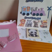 New Baby Girl train Easel  Card. 2