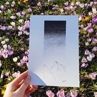 Night Sky And Mountains Pointillism Art