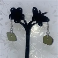 Olivia Green sea glass Dangle Earrings flash photo gallery shot 3