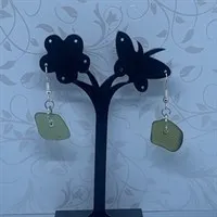 Olivia Green sea glass Dangle Earrings natural light 2