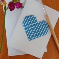 Blue Origami Heart Card