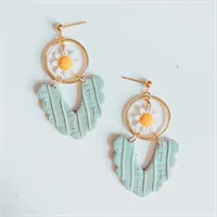 Pastel Blue Arch And Daisy Hoop Earrings 1 gallery shot 7