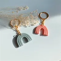 Pastel boho chunky rainbow keychain gallery shot 4